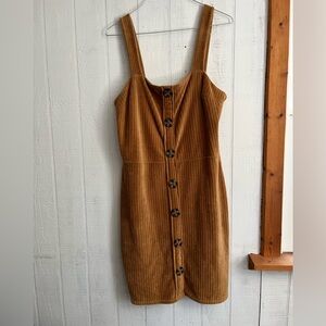 NOBO golden brown ribbed button front midi dress